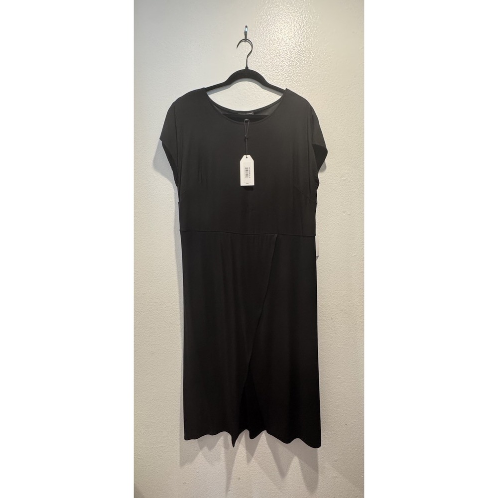Universal Standard MIDI Dress Black Slit Classic Capsule Minimalist Size Small